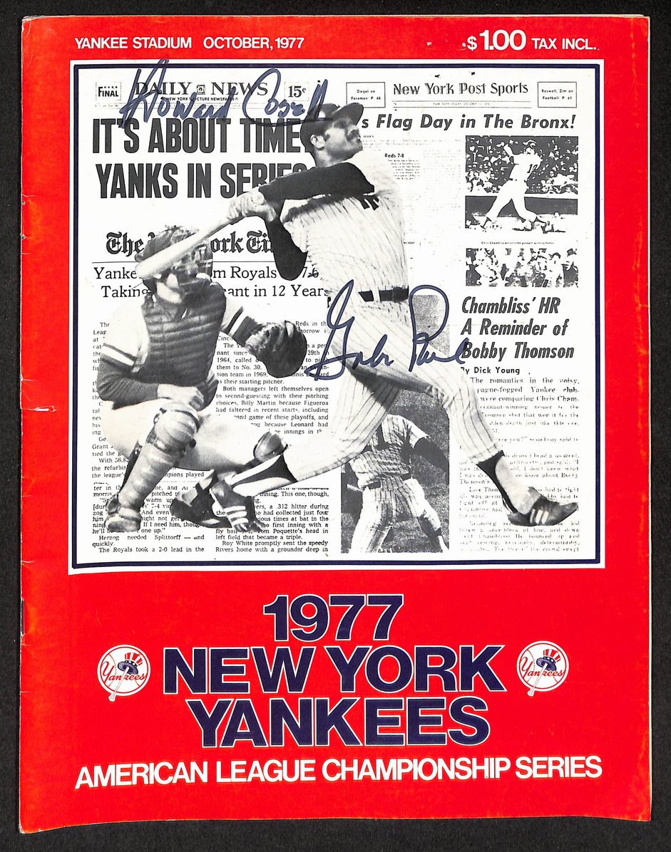 Howard Cosell Signed 1977 Yankees AL Championship Series Magazine JSA 211775