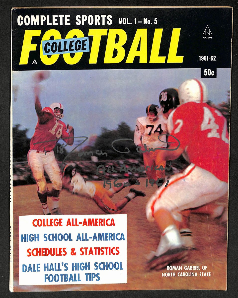Roman Gabriel Signed/Autographed 1961-62 College Football Magazine JSA 211785