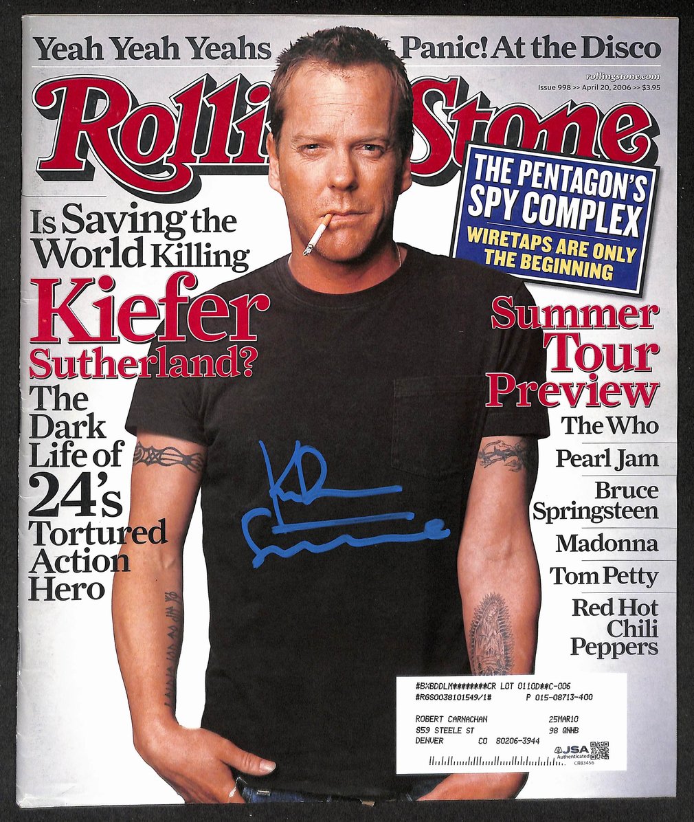 Kiefer Sutherland Signed/Autographed 2006 Rolling Stone Magazine JSA 211796