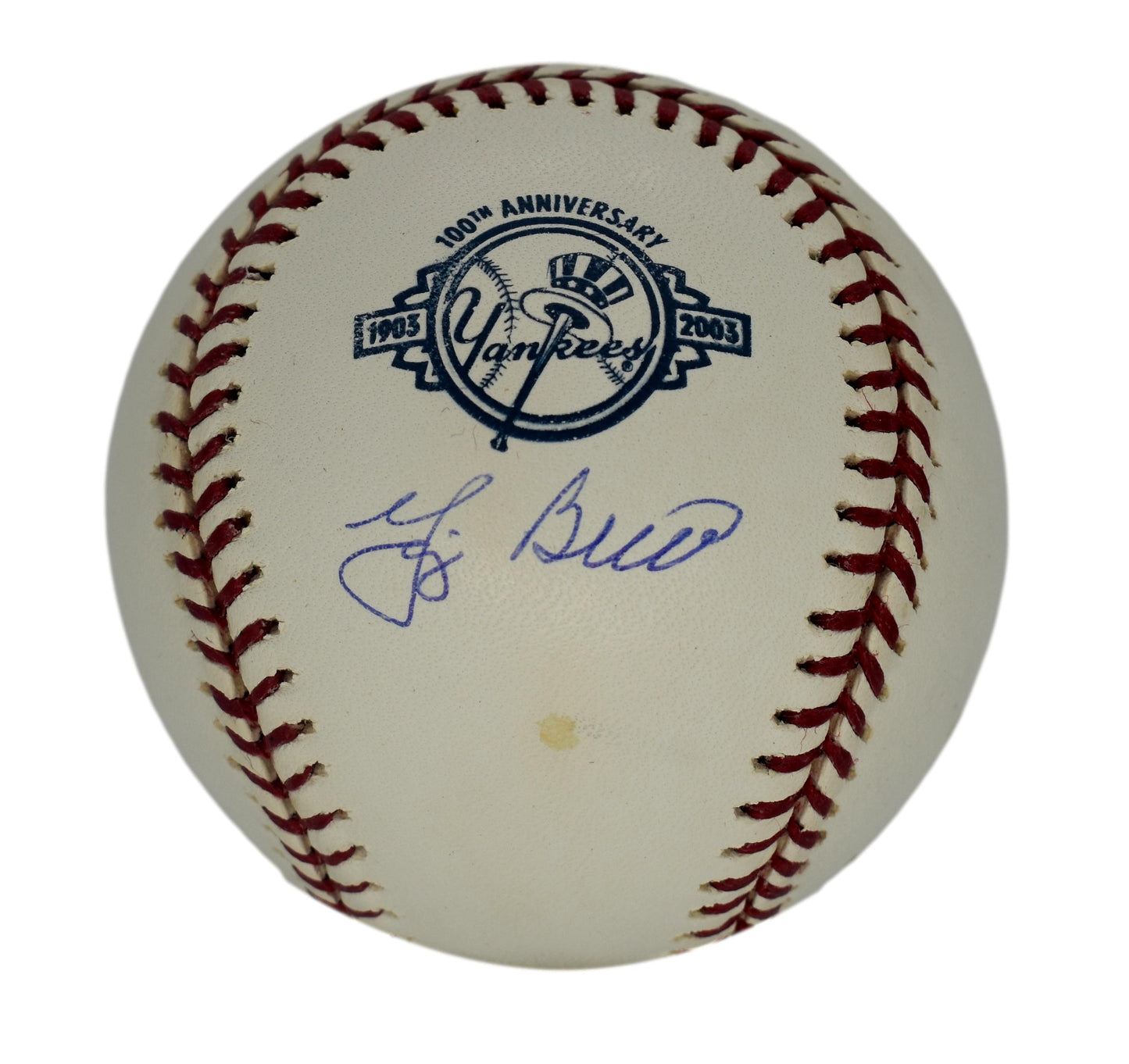 Yogi Berra HOF Autographed/Signed Rawlings Yankees 100th OML Baseball JSA 211818