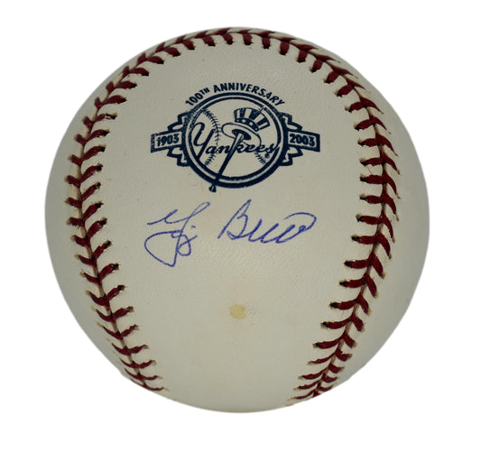 Yogi Berra HOF Autographed/Signed Rawlings Yankees 100th OML Baseball JSA 211818