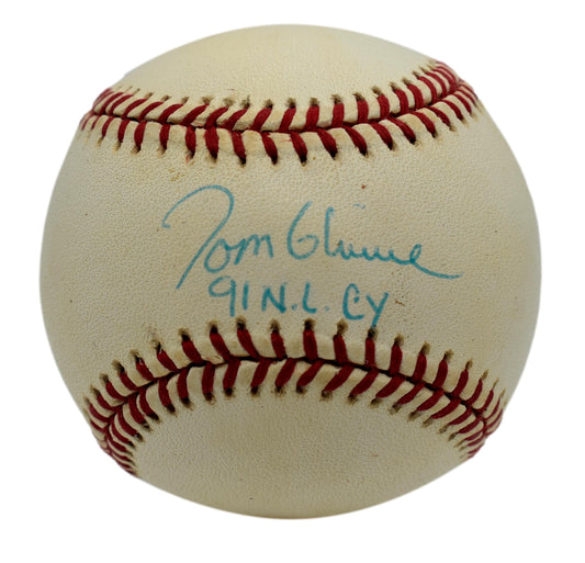Tom Glavine HOF Autographed/Signed w/ Insc Rawlings ONL Baseball Braves JSA 1821