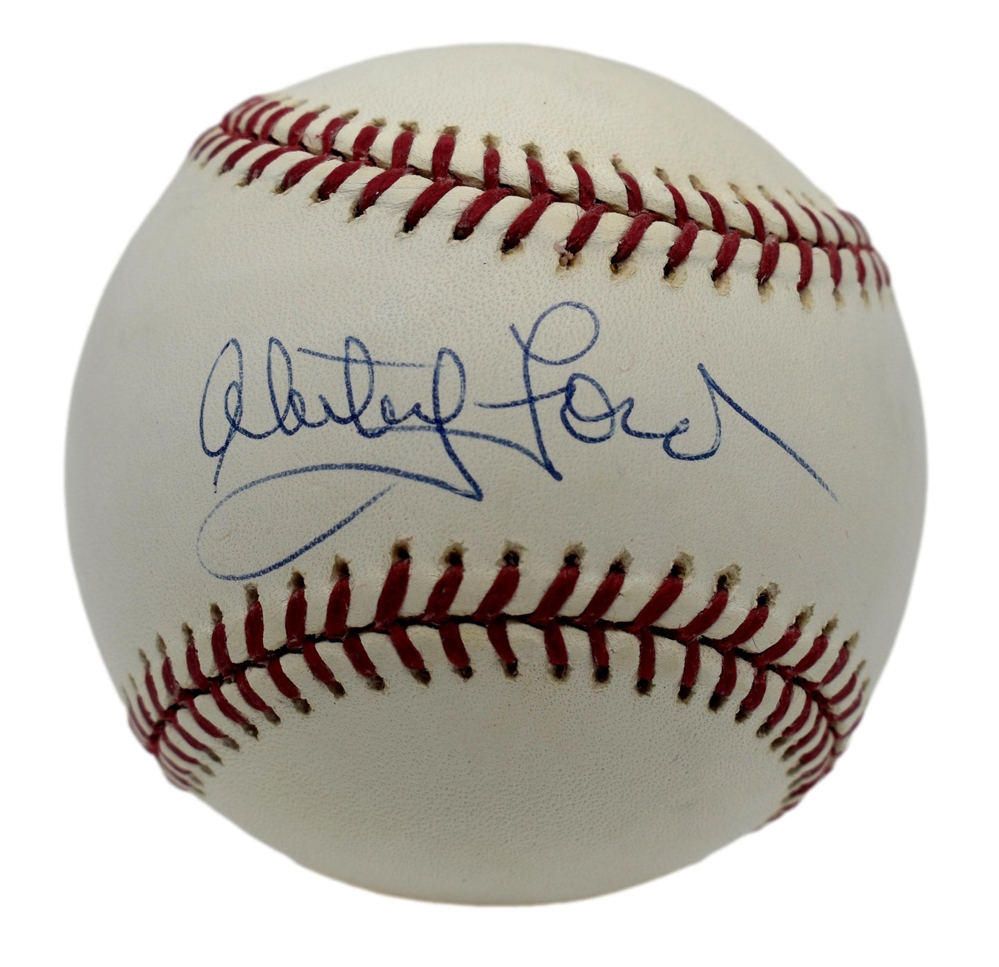 Whitey Ford HOF Autographed/Signed Rawlings OML Baseball Yankees JSA 211825