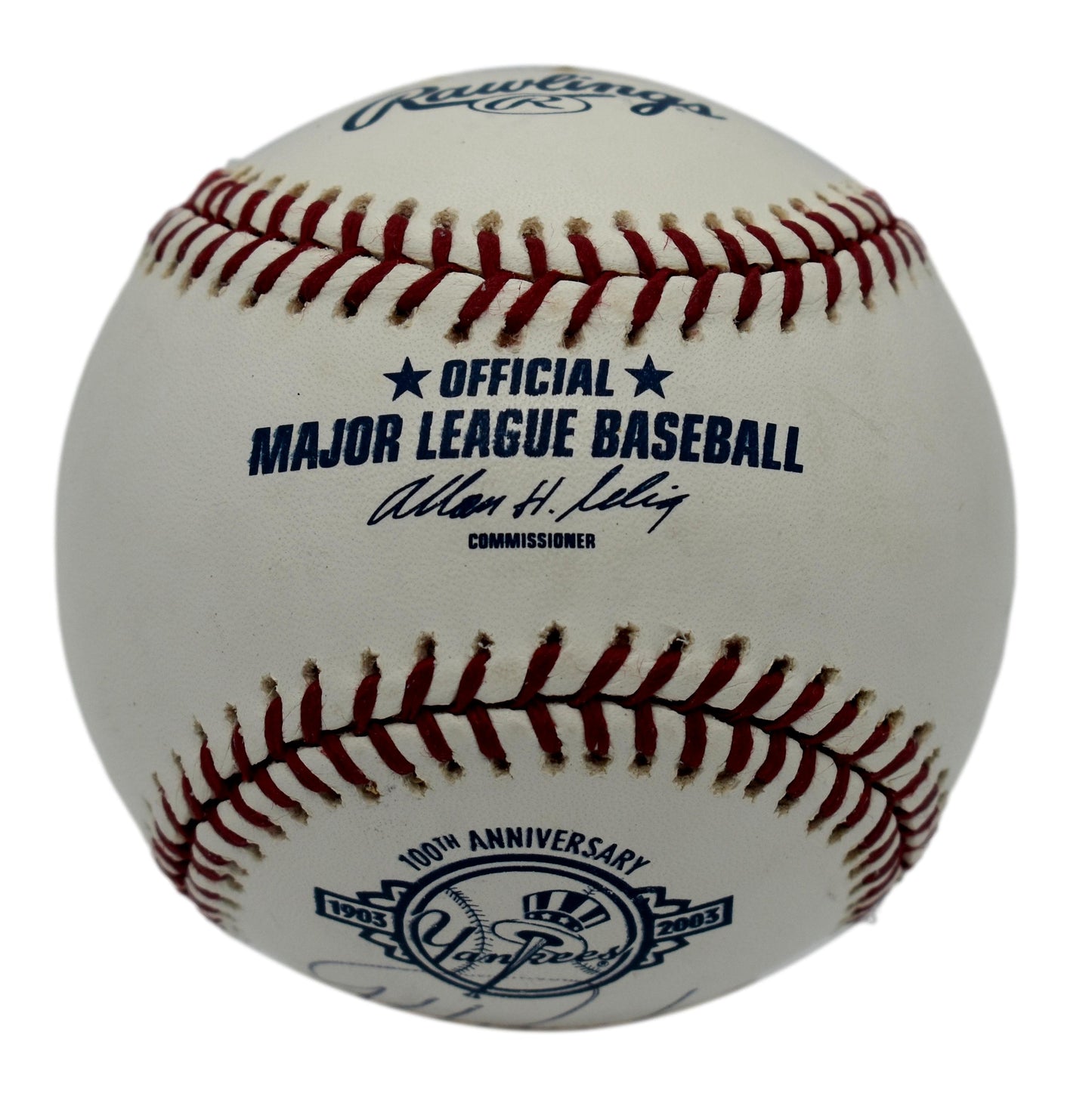 Jorge Posada Autographed/Signed Rawlings Yankees 100th OML Baseball JSA 211832