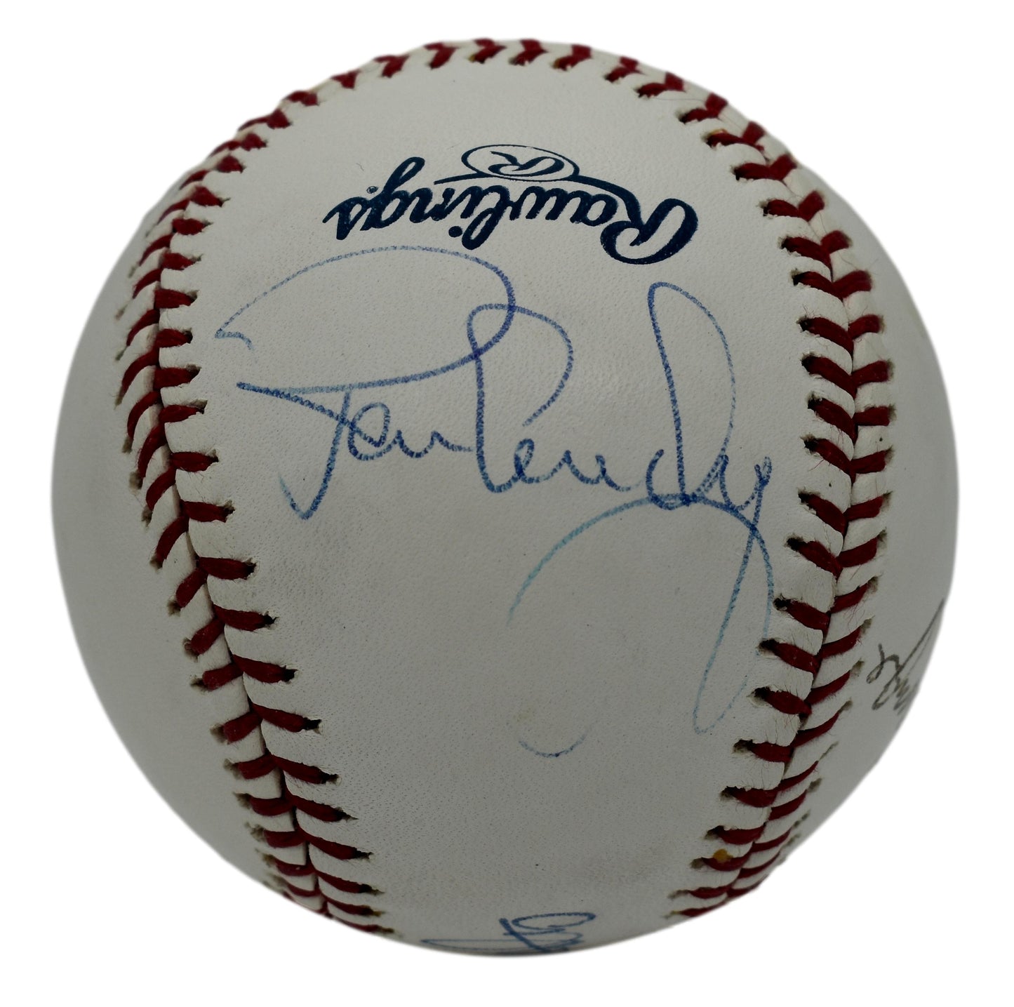 Nettles Guidry Stottlemyre Signed Rawlings Yankees 100th OML Baseball JSA 211834
