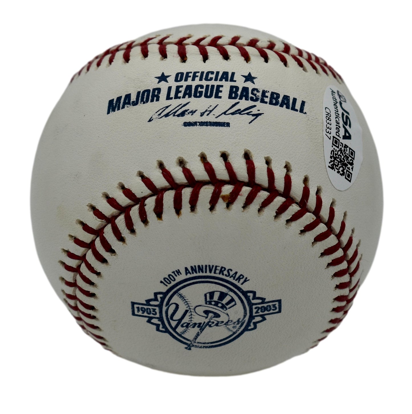 Nettles Guidry Stottlemyre Signed Rawlings Yankees 100th OML Baseball JSA 211834