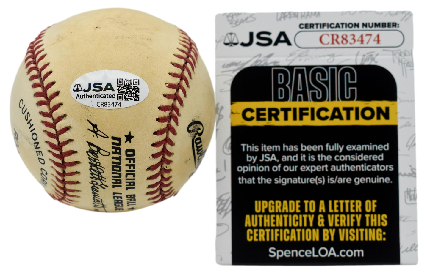 Mrs. Gil Hodges "Joan" Autographed/Signed Rawlings ONL Baseball Mets JSA 211837