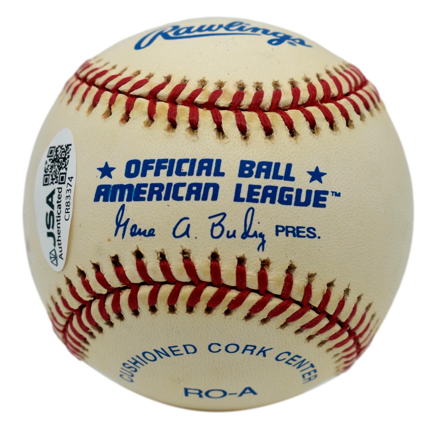 Whitey Ford HOF Autographed/Signed Rawlings OAL Baseball Yankees JSA 211841