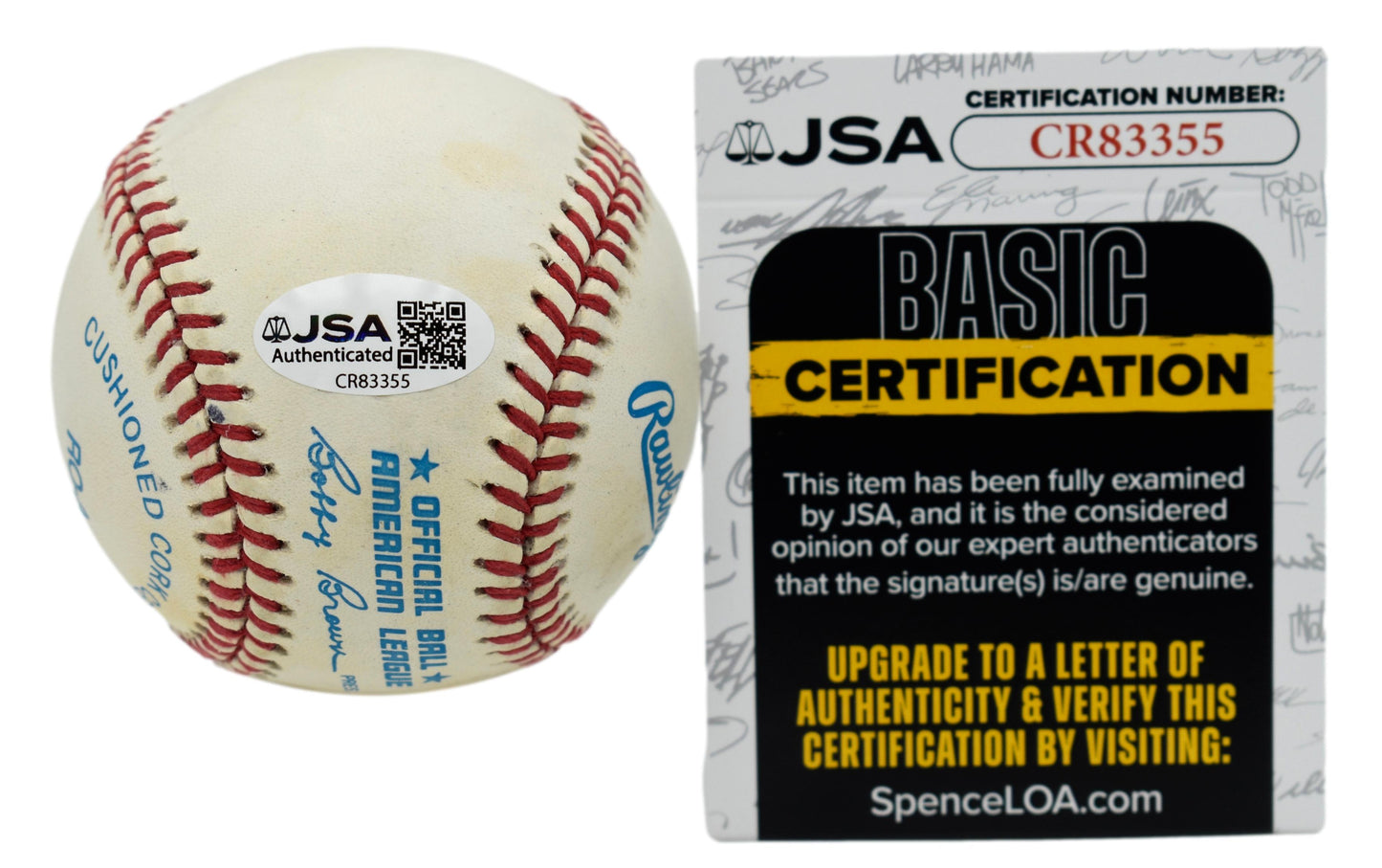 Dave Winfield HOF Autographed/Signed Rawlings OAL Baseball JSA 211855
