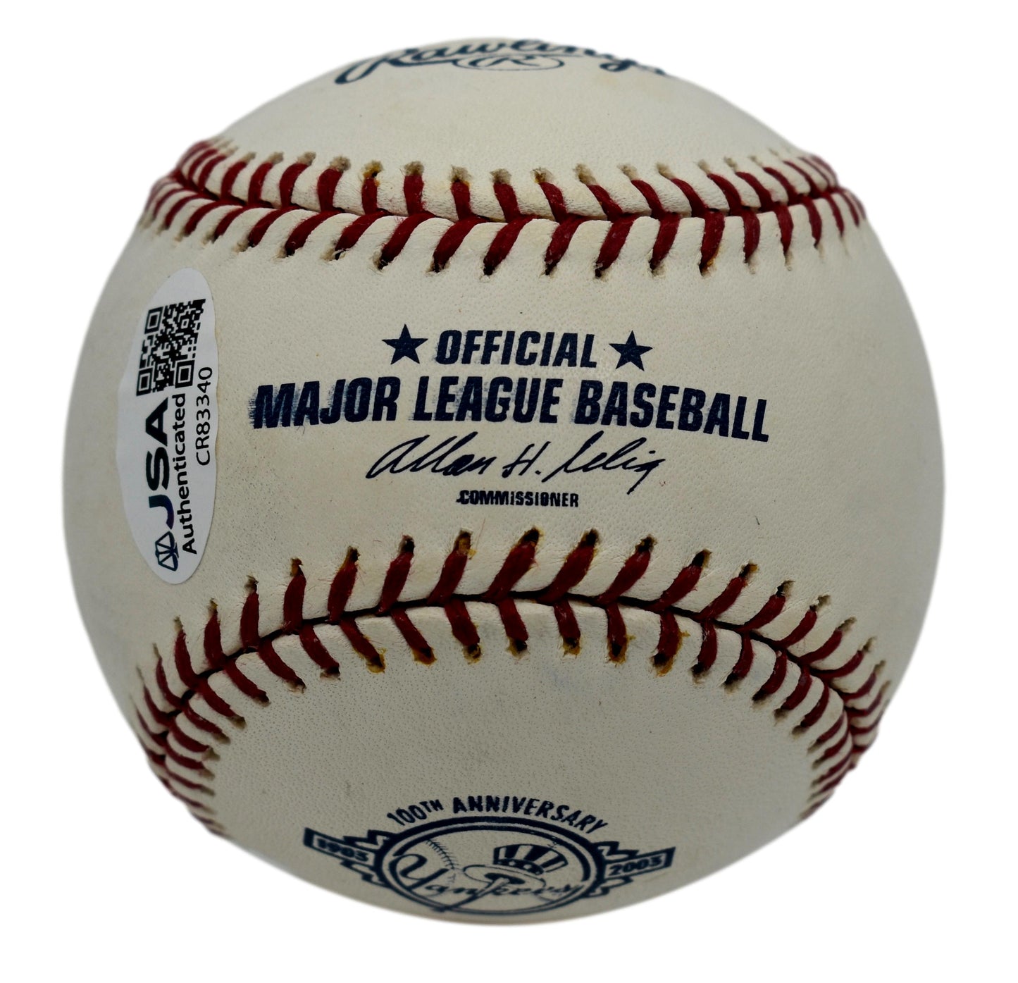 Reggie Jackson HOF Signed Rawlings Yankees 100th Anniversary Baseball JSA 211857