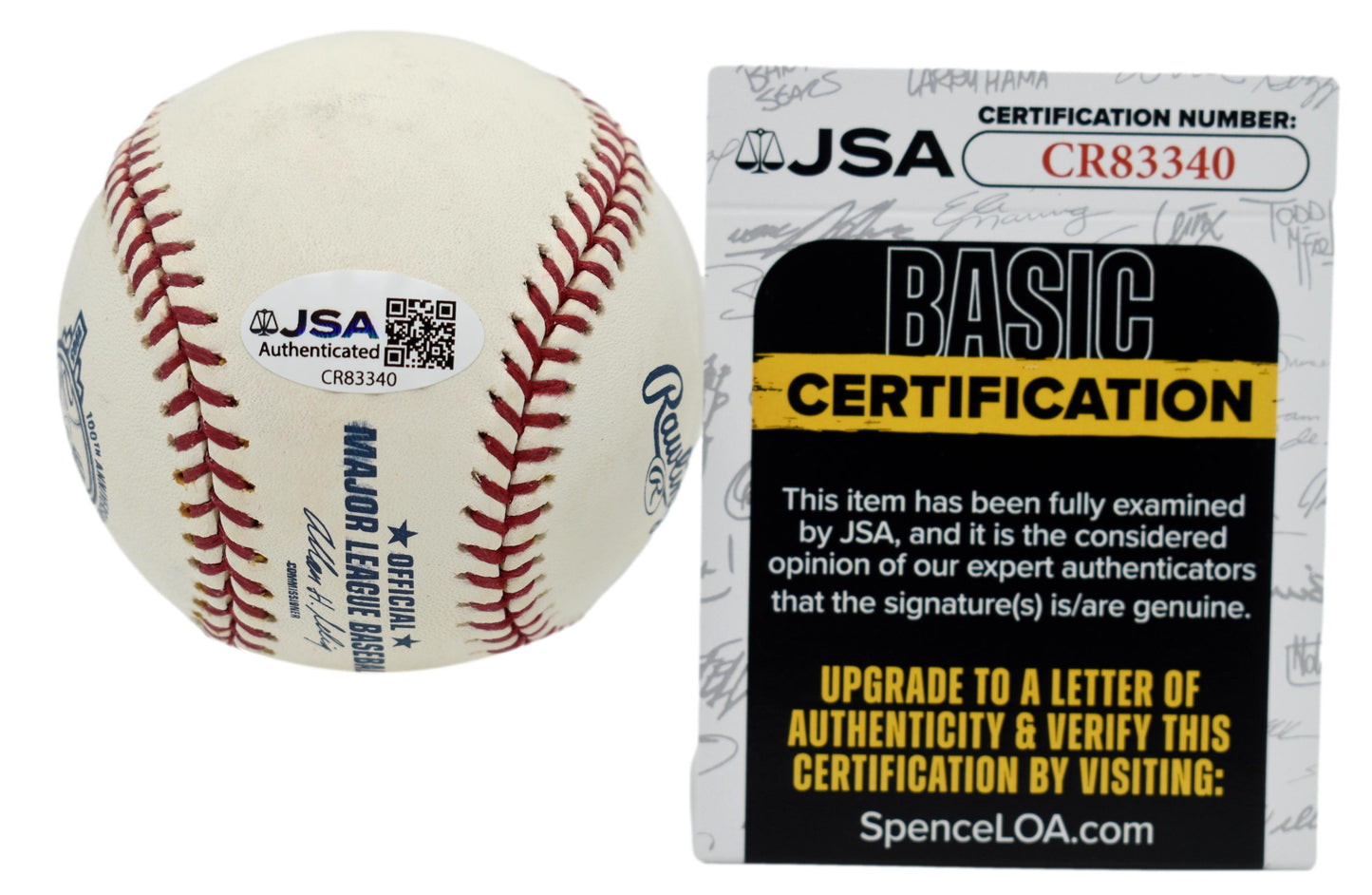 Reggie Jackson HOF Signed Rawlings Yankees 100th Anniversary Baseball JSA 211857