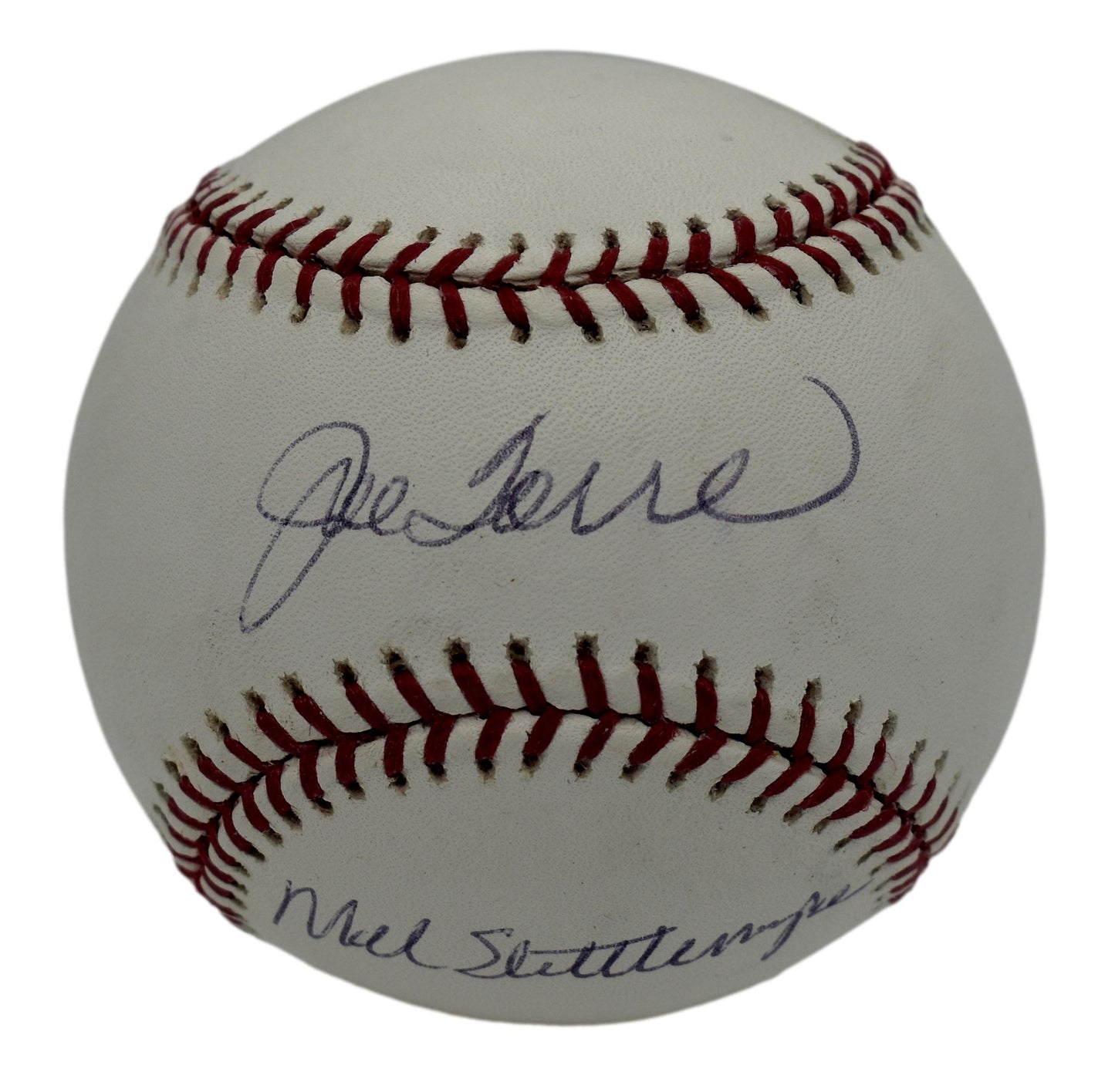 Joe Torre & Mel Stottlemyre HOF Autographed/Signed Rawlings OML Baseball JSA 867
