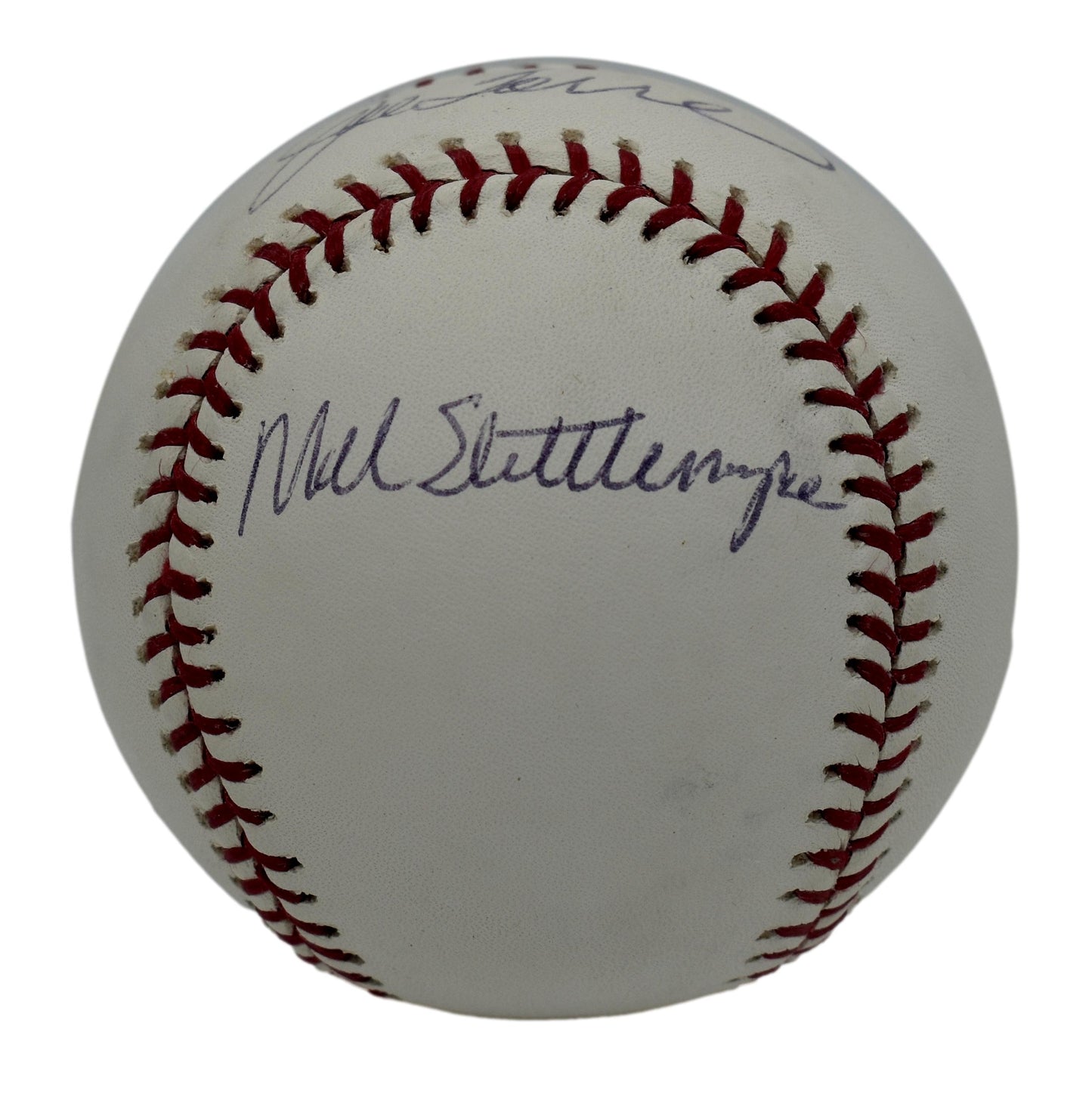 Joe Torre & Mel Stottlemyre HOF Autographed/Signed Rawlings OML Baseball JSA 867