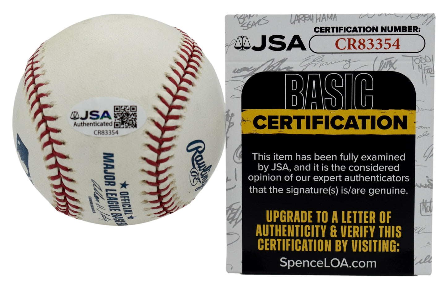 Mike Mussina HOF Autographed/Signed Rawlings OML Baseball JSA 211870