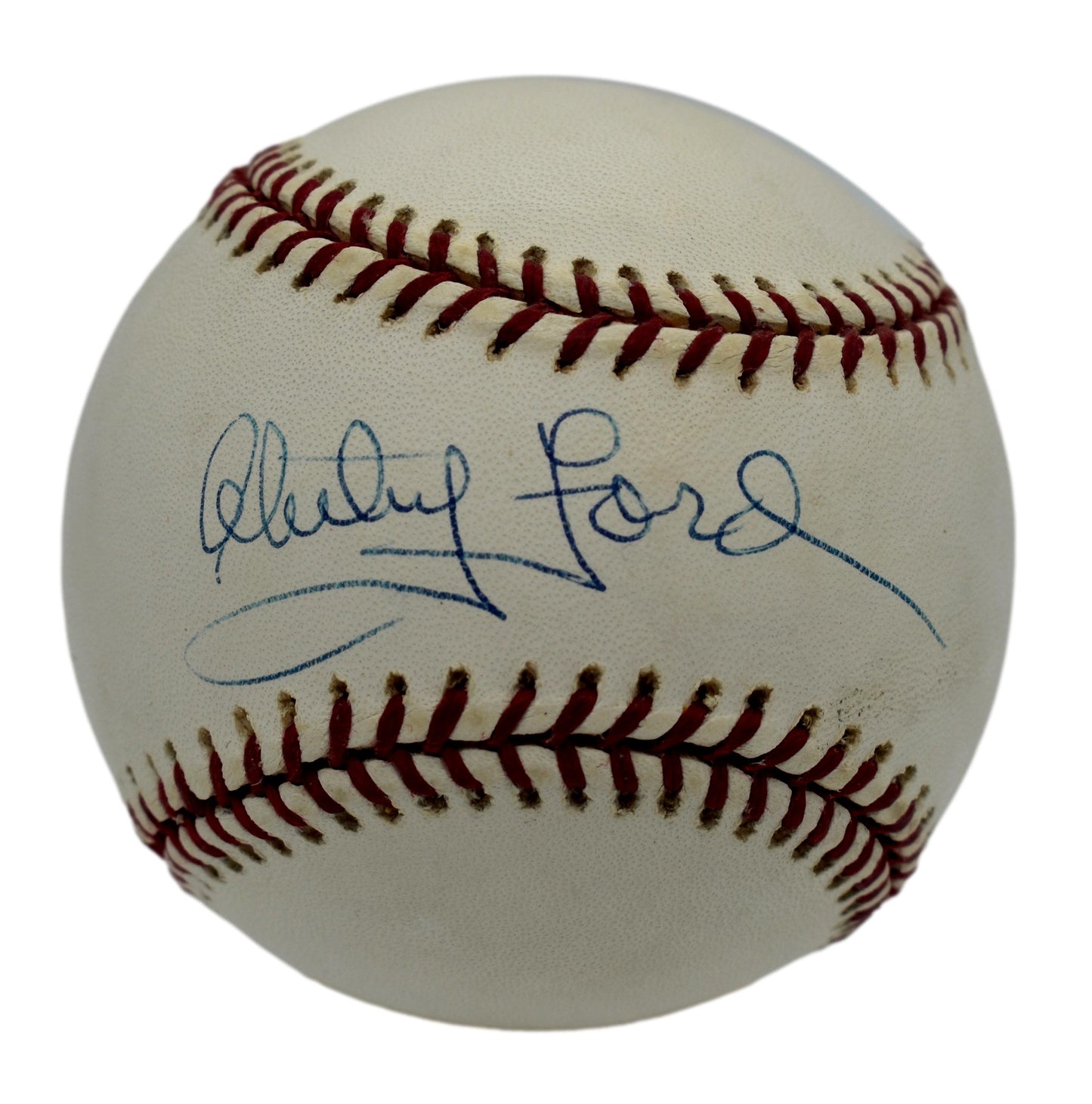 Whitey Ford HOF Signed Rawlings Yankees 100th Anniversary Baseball JSA 211877