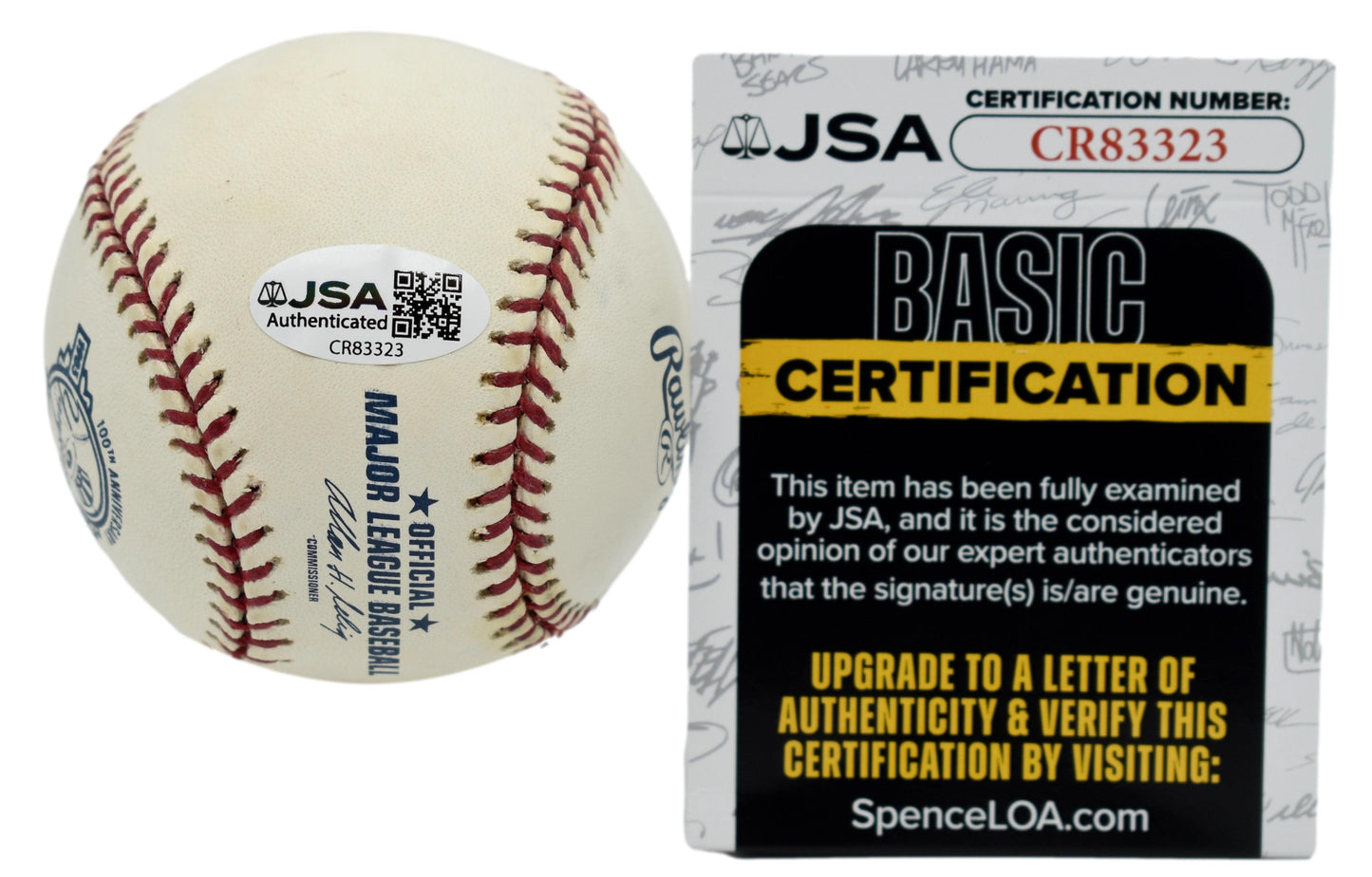 Whitey Ford HOF Signed Rawlings Yankees 100th Anniversary Baseball JSA 211877