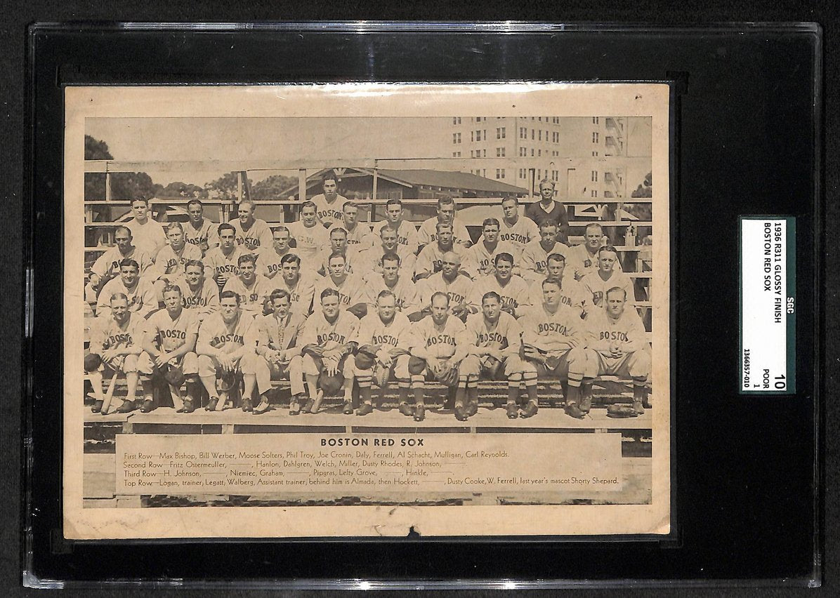 Vintage 1936 Boston Red Sox 8x6 B/W Team Photo SGC POOR 1  209210