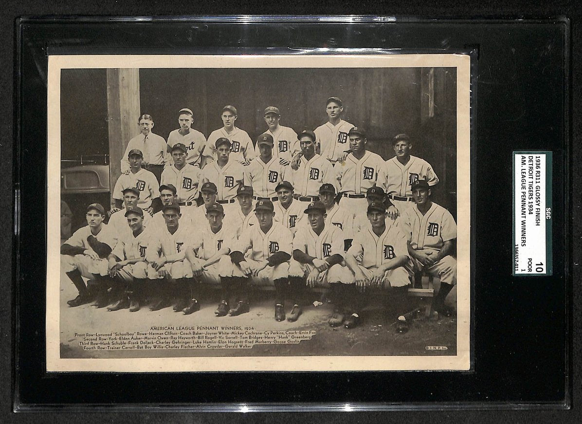 Vintage 1934 Detroit Tigers 8x6 B/W Team Photo SGC POOR 1  209211