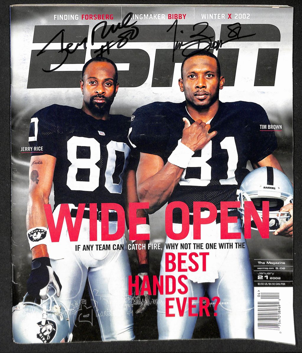 Jerry Rice/Tim Brown Signed/Auto 1/21/2002 ESPN Magazine NOLABEL PSA/DNA 211319
