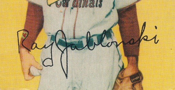 Ray Jablonski St. Louis Cardinals Signed/Auto 1954 Wilson Franks Card #10  211983