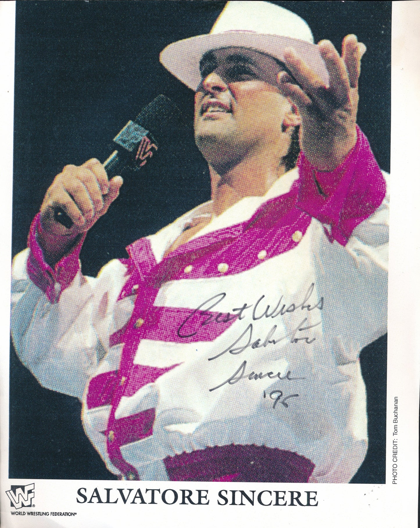 Salvatore Sincere Signed/Inscribed 8x10 WWF Magazine Photo 211986