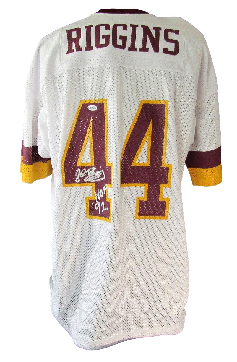John Riggins HOF Signed/Ins White Mitchell & Ness Football Jersey Redskins JSA6