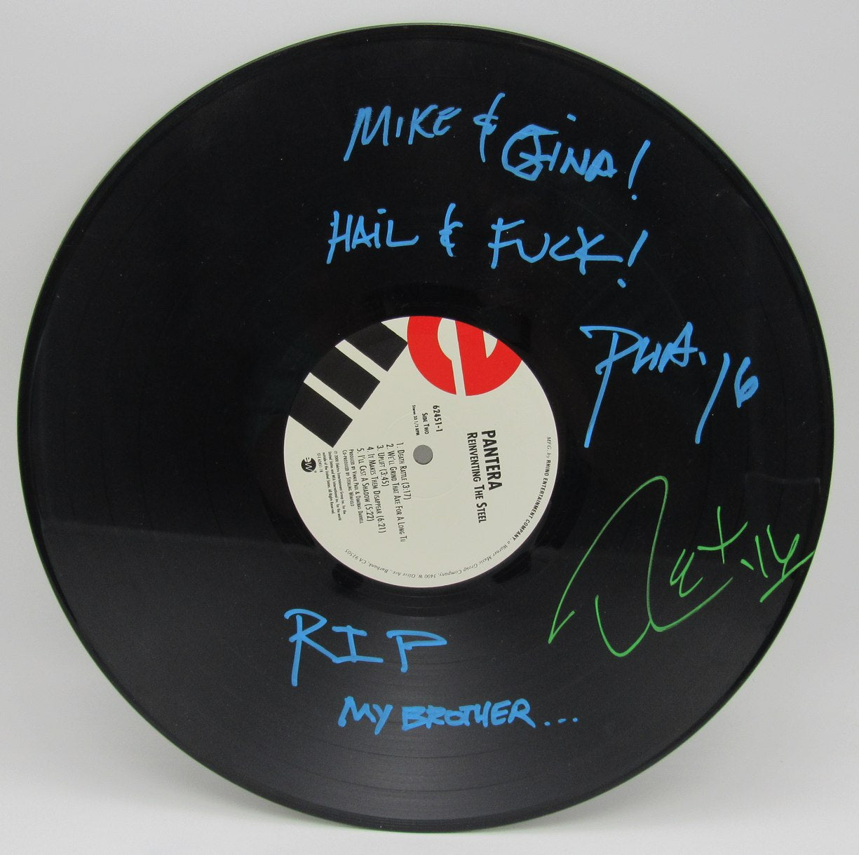 Rex Brown/Phil Anselmo "Pantera" Signed/Insc "Reinventing The Steel" Record JSA