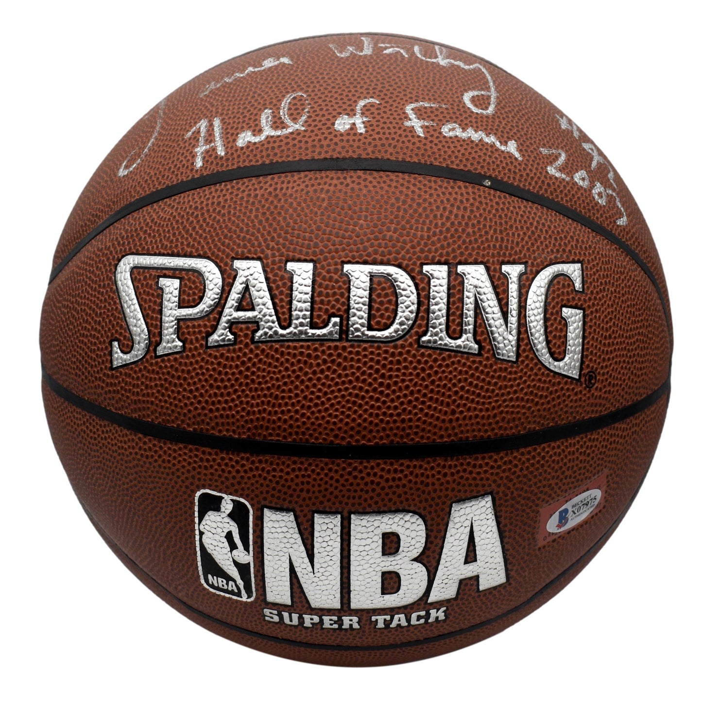 James Worthy HOF Signed Full Size Spalding Basketball Lakers Beckett 211914