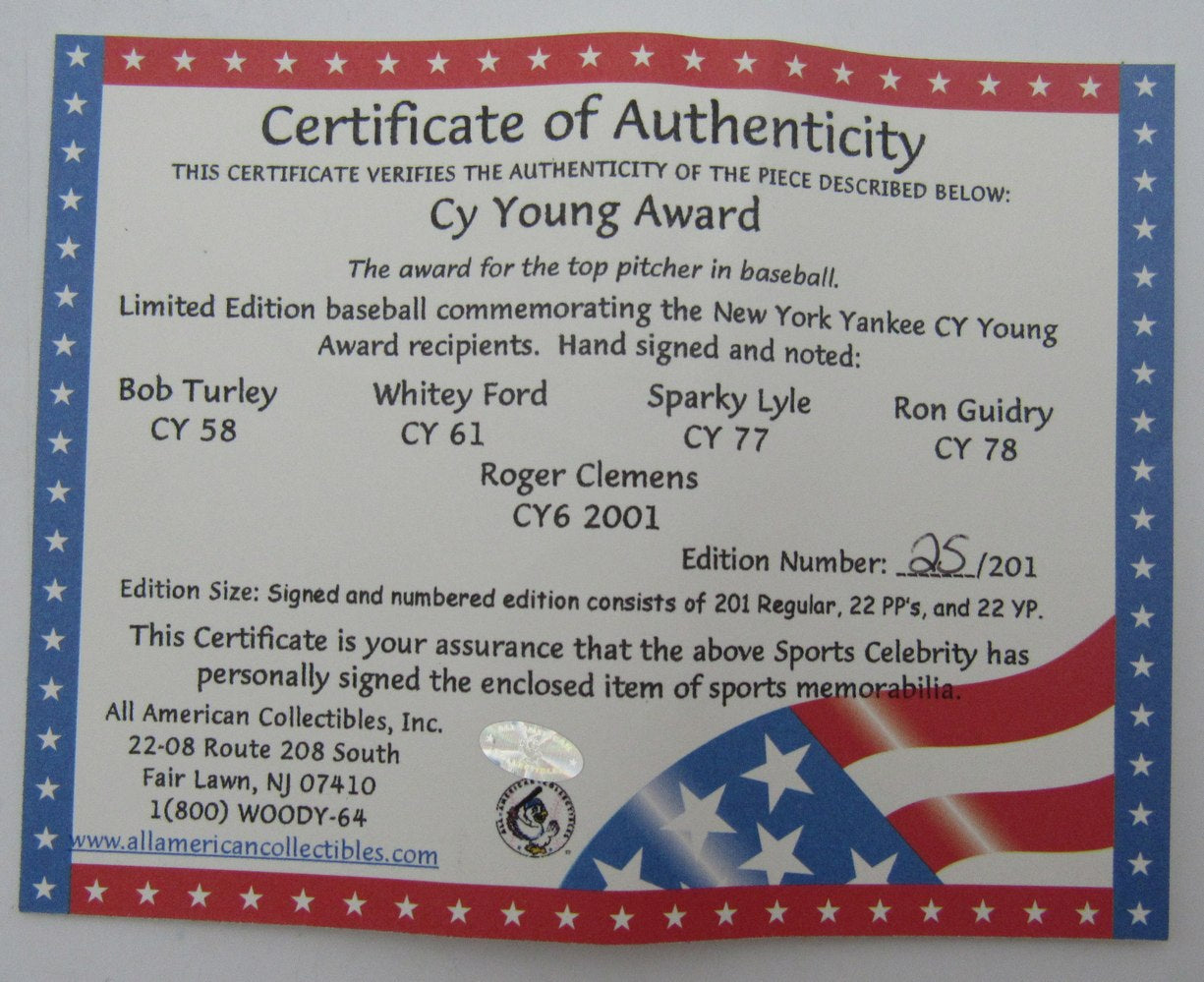 New York Yankees Cy Young Award Winners OML Baseball Signed/Inscr by (5)   IXL64