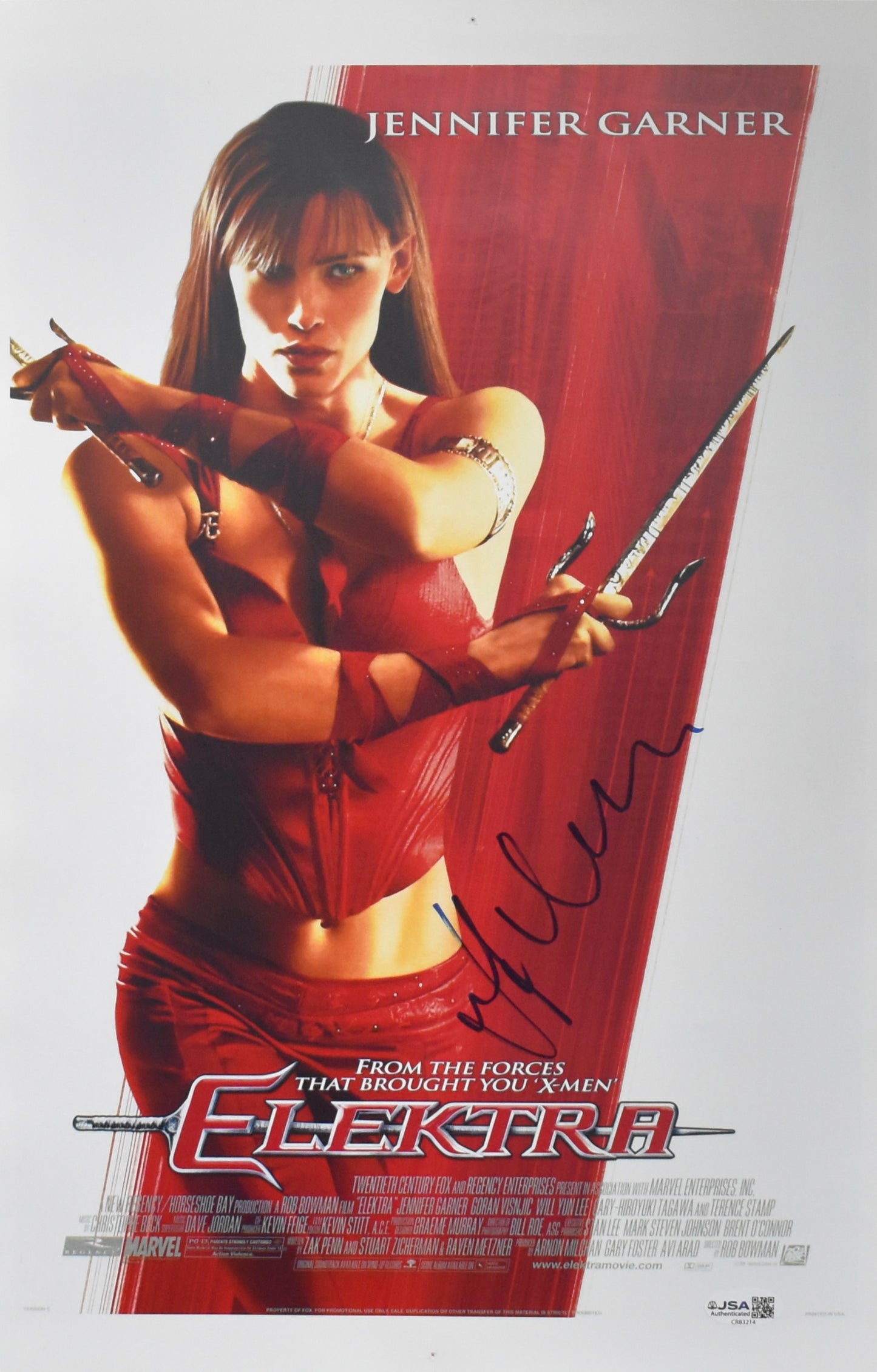 Jennifer Garner Autographed/Signed 11x17 Poster Elecktra JSA 211926