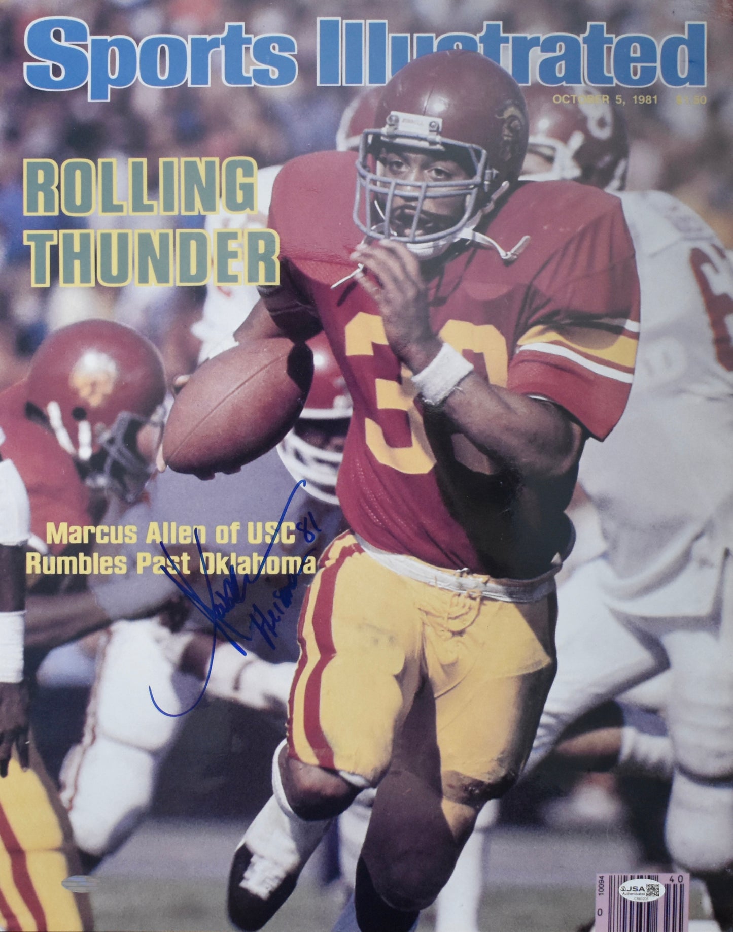 Marcus Allen HOF Autographed/Signed 16x20 Photo USC Raiders JSA 211933