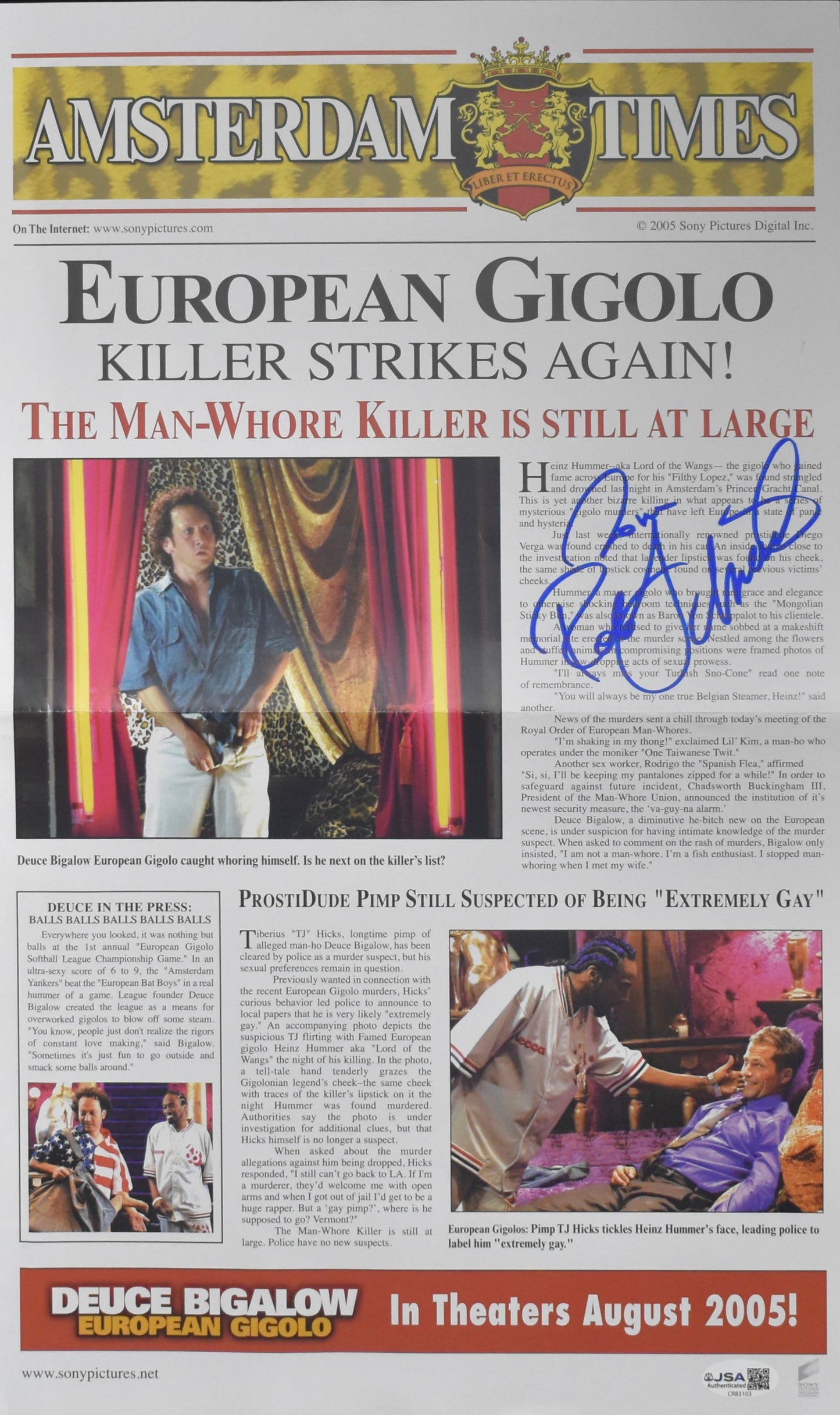 Rob Schneider Autographed/Signed Amsterdam Times Paper Cover Actor JSA 211934