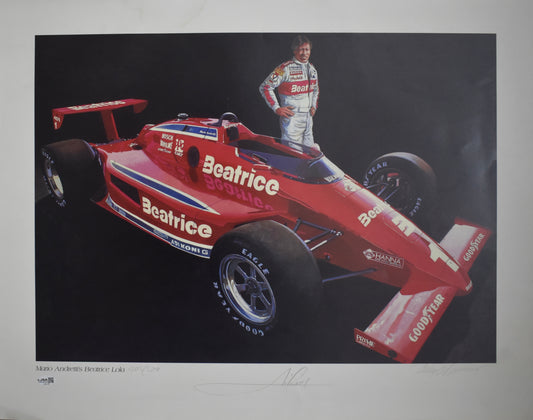 Mario Andretti Autographed/Signed 21.5x27 Art Print Poster 205/500 JSA 211945