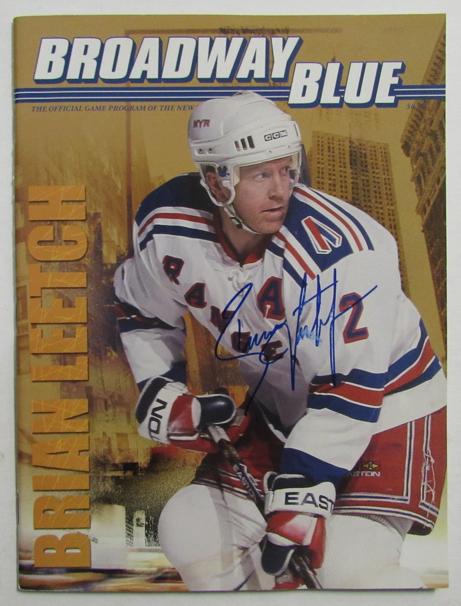 Brian Leetch HOF Signed/Auto 2002 Broadway Blue New York Rangers Program  211043