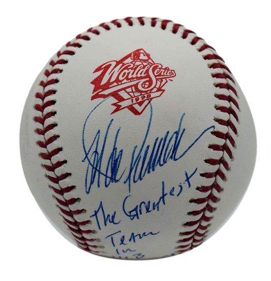 Jorge Posada Signed/Inscribed 1998 World Series Baseball Yankees JSA  211885