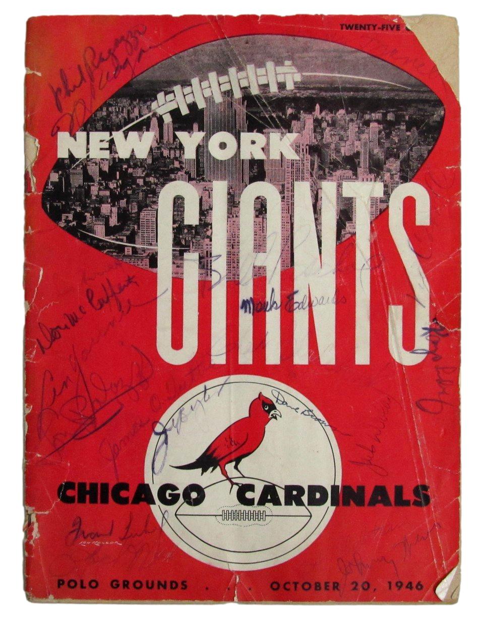 1946 NFL Program NY Giants vs. Chicago Cardinals Signed by (12) Players 212522