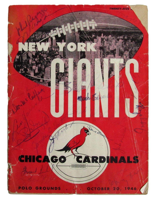 1946 NFL Program NY Giants vs. Chicago Cardinals Signed by (12) Players 212522