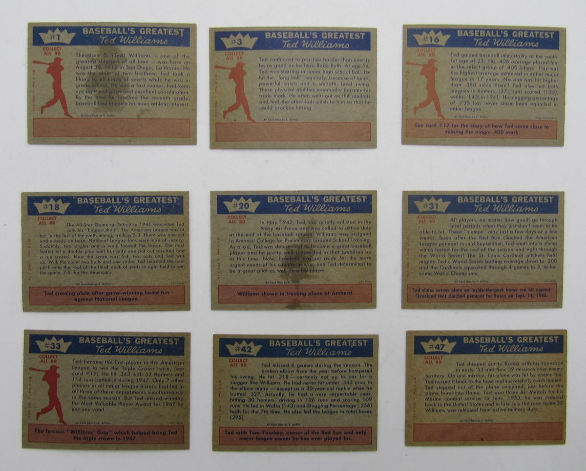 Lot of (15) Ted Williams 1959 Fleer Baseball Cards 212524