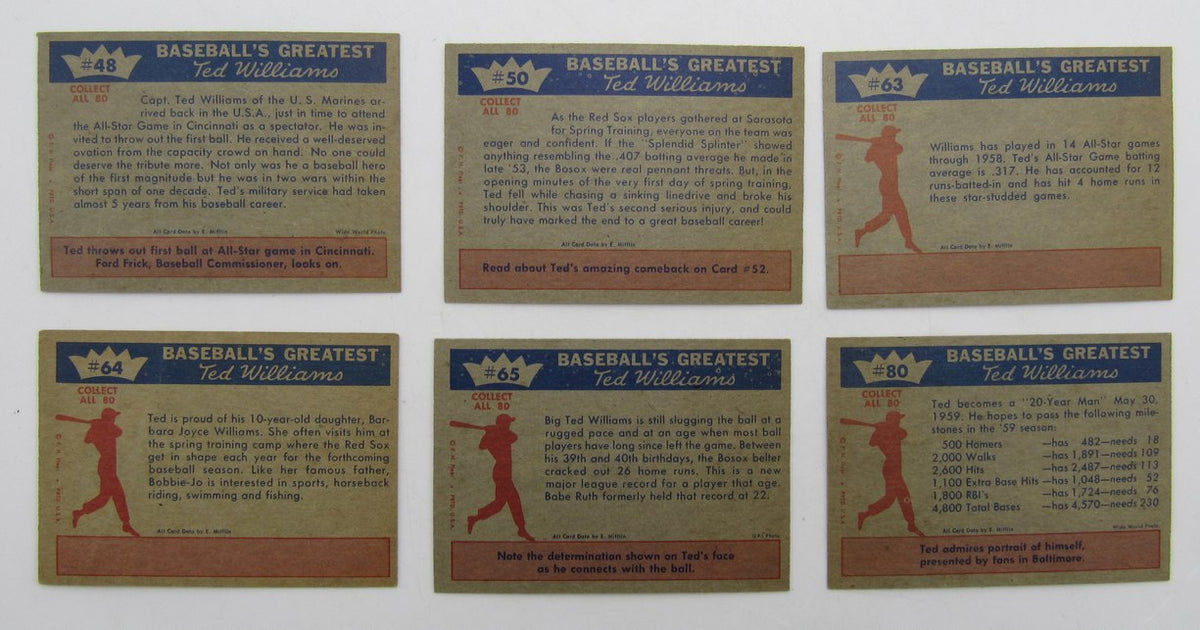 Lot of (15) Ted Williams 1959 Fleer Baseball Cards 212524