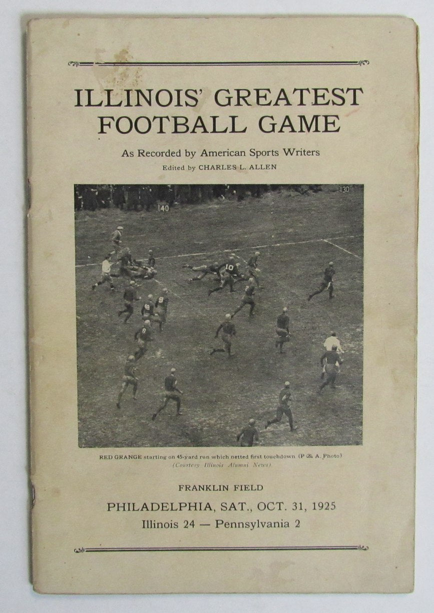 10/31/1925 Illinois' Greatest Football Game Booklet  Illinois vs. Pennsylvania