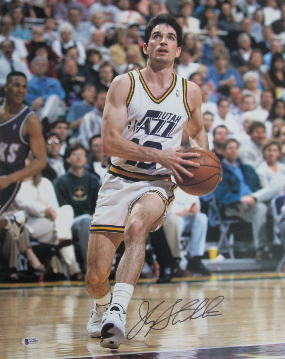 John Stockton HOF Signed/Autographed 16x20 Photo Utah Jazz Beckett  212545