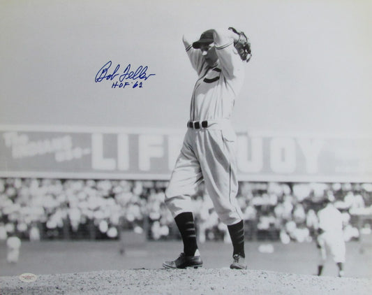 Bob Feller HOF Signed/Inscribed 16x20 B/W Photo Cleveland Indians JSA  212551