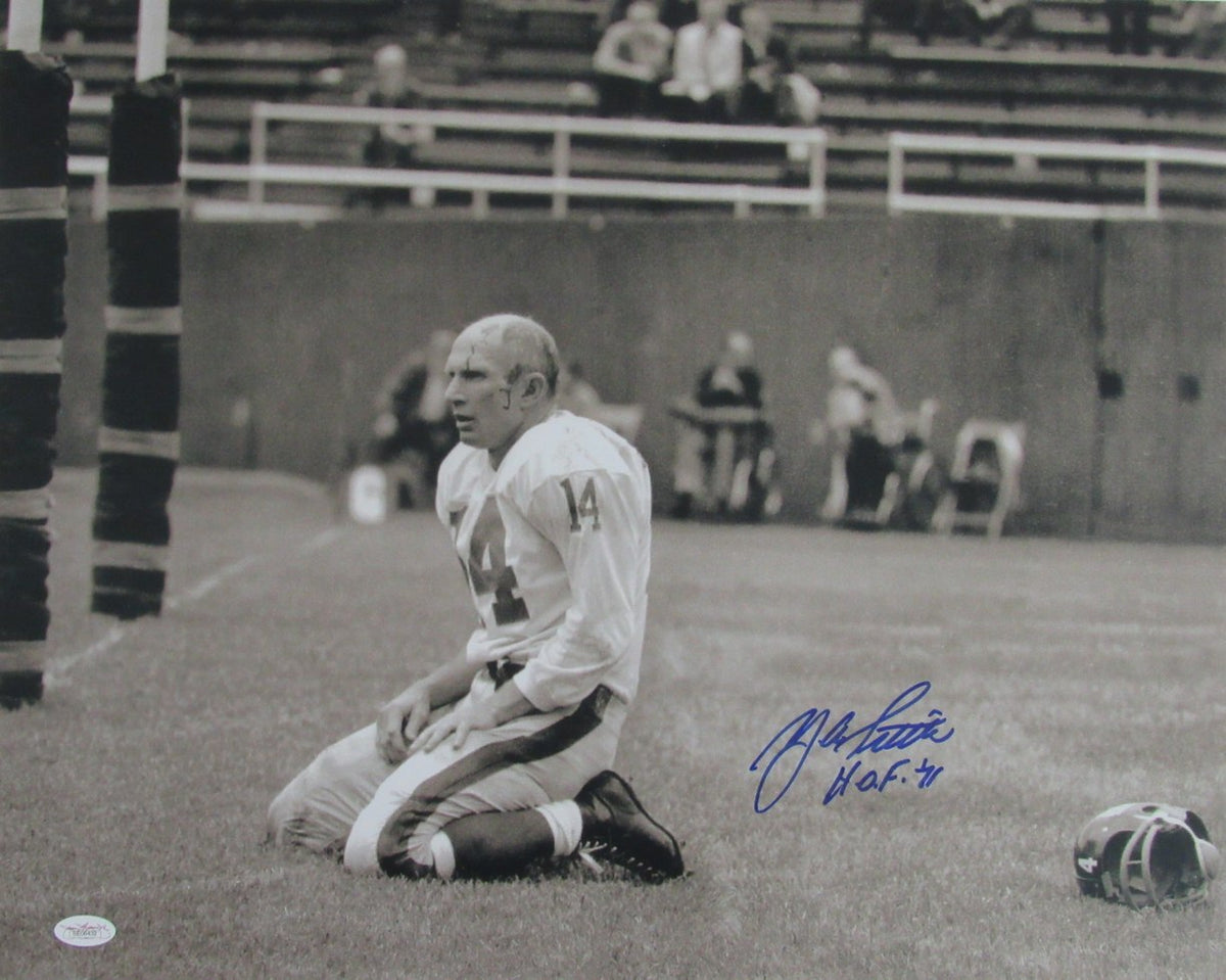 Y.A. Tittle New York Giants Signed/Inscribed 16x20 B/W Photo JSA 212555