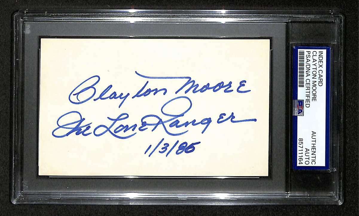Clayton Moore Signed/Autographed 3x5 Index Card Lone Ranger PSA/DNA BA204175