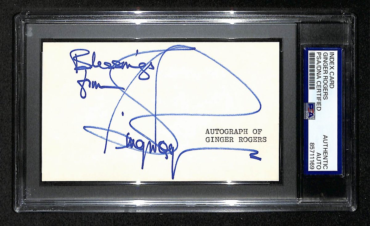 Ginger Rogers Signed/Autographed 3x5 Index Card Actress PSA/DNA BA204176