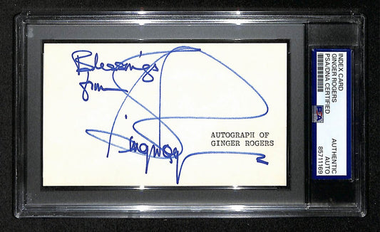 Ginger Rogers Signed/Autographed 3x5 Index Card Actress PSA/DNA BA204176