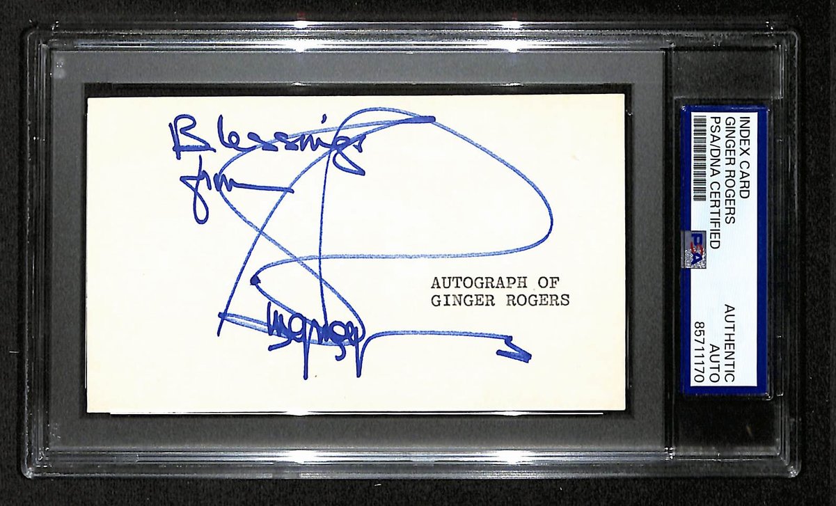 Ginger Rogers Signed/Autographed 3x5 Index Card Actress PSA/DNA BA204177