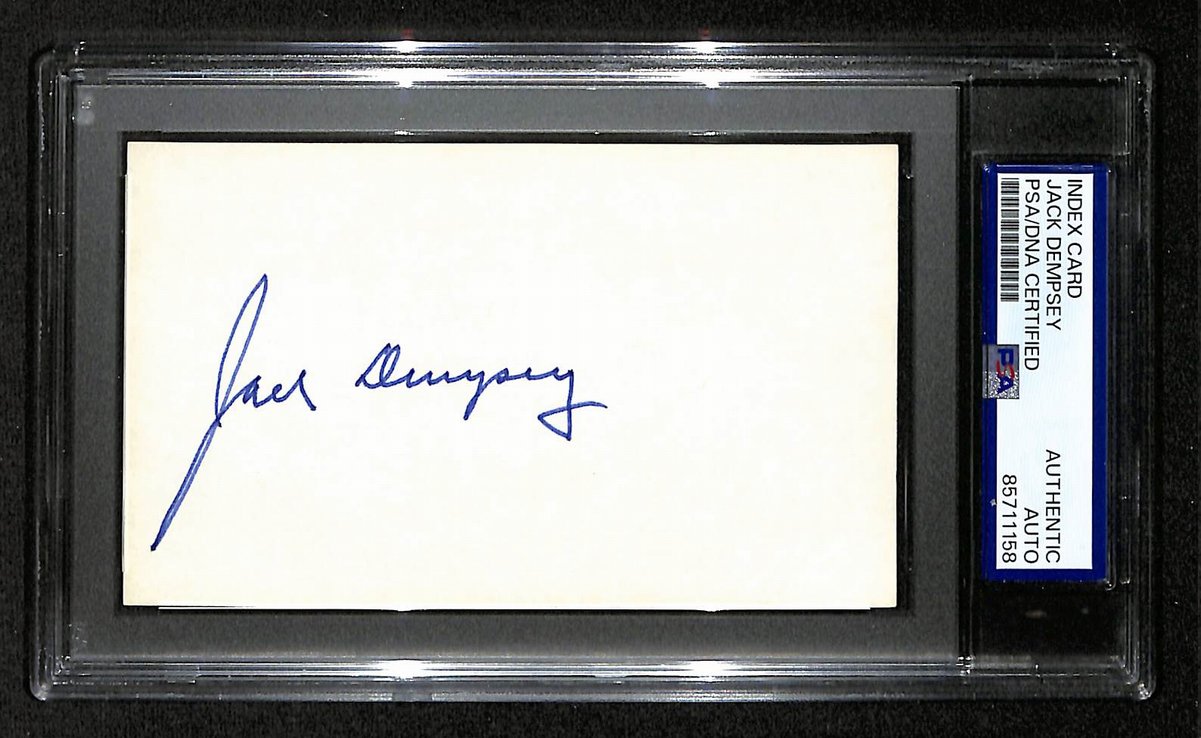 Jack Dempsey Signed/Autographed 3x5 Index Card Boxing PSA/DNA BA204180