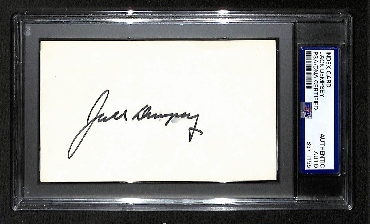 Jack Dempsey Signed/Autographed 3x5 Index Card Boxing PSA/DNA BA204181
