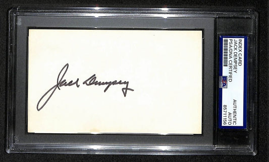 Jack Dempsey Signed/Autographed 3x5 Index Card Boxing PSA/DNA BA204182